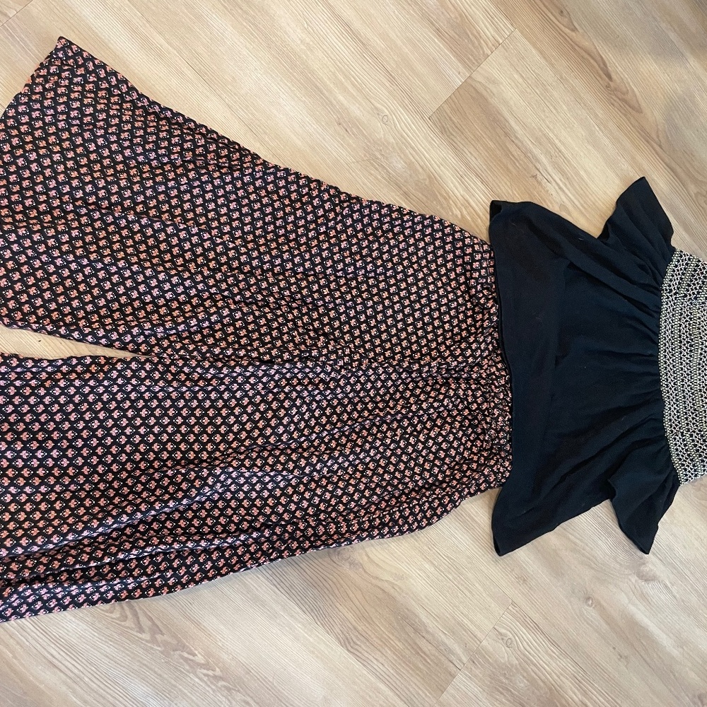 Summer set - wide leg cropped pants and shirt S